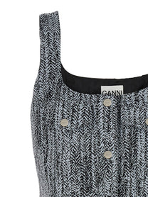 Ganni Tweed Dress Gold