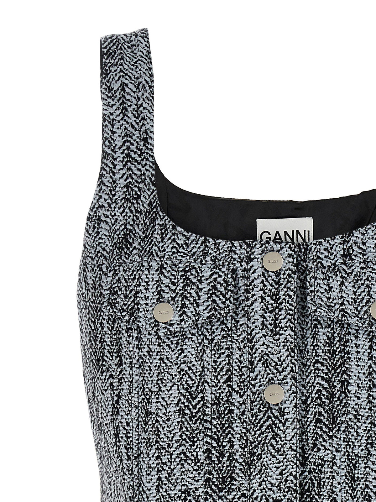Ganni Tweed Dress Gold, view 3