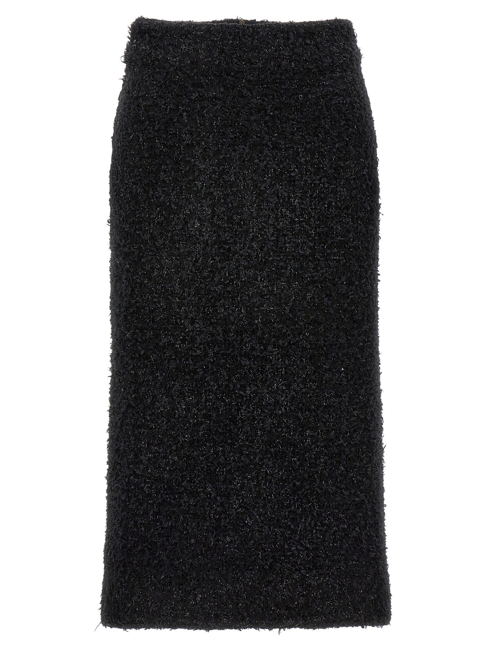 Balenciaga Tweed Midi Skirt Black
