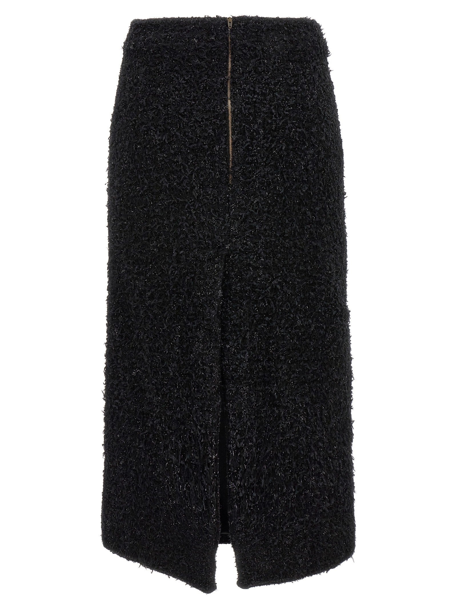 Balenciaga Tweed Midi Skirt Black
