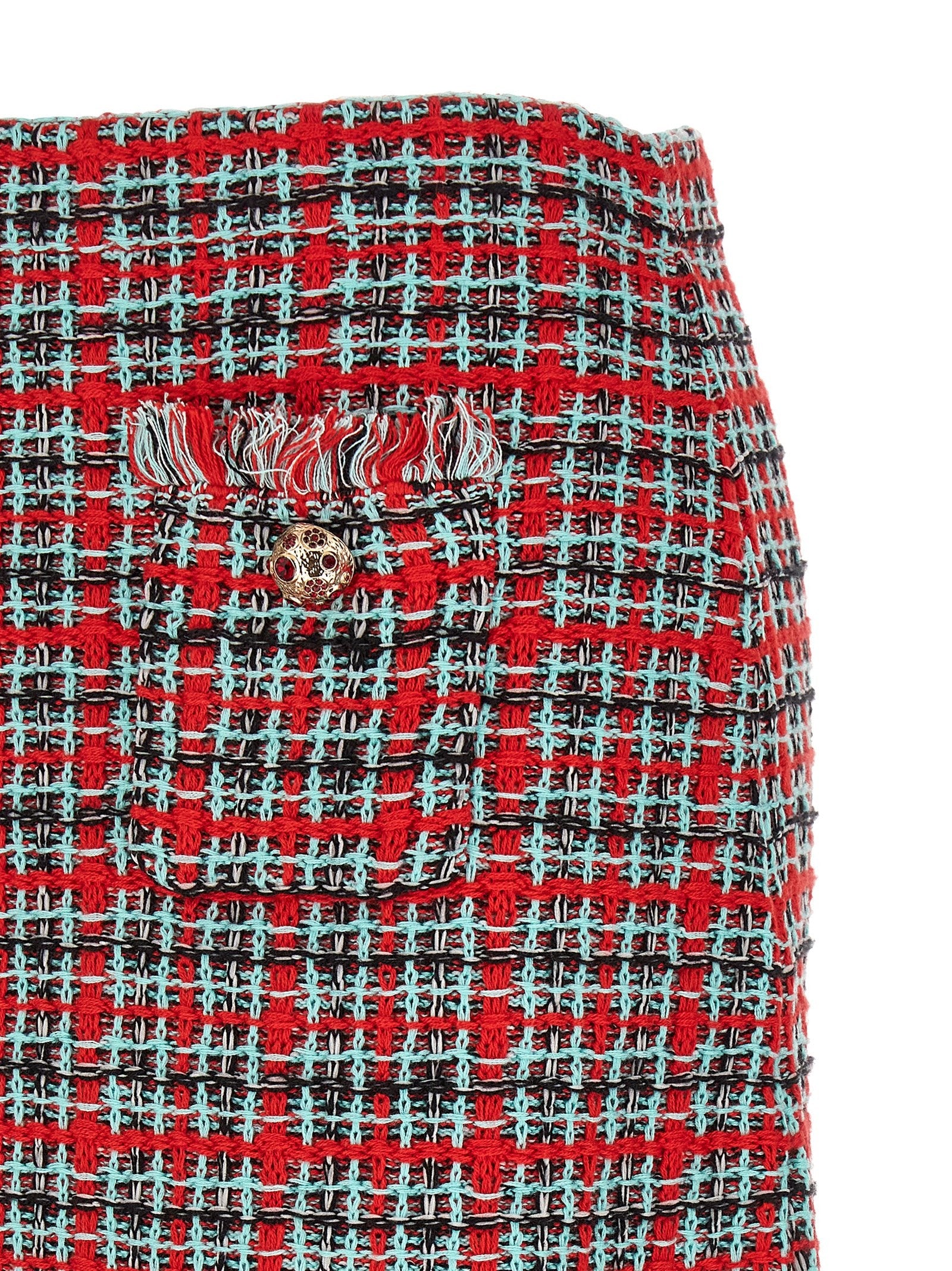 self-portrait Tweed Skirt Gold
