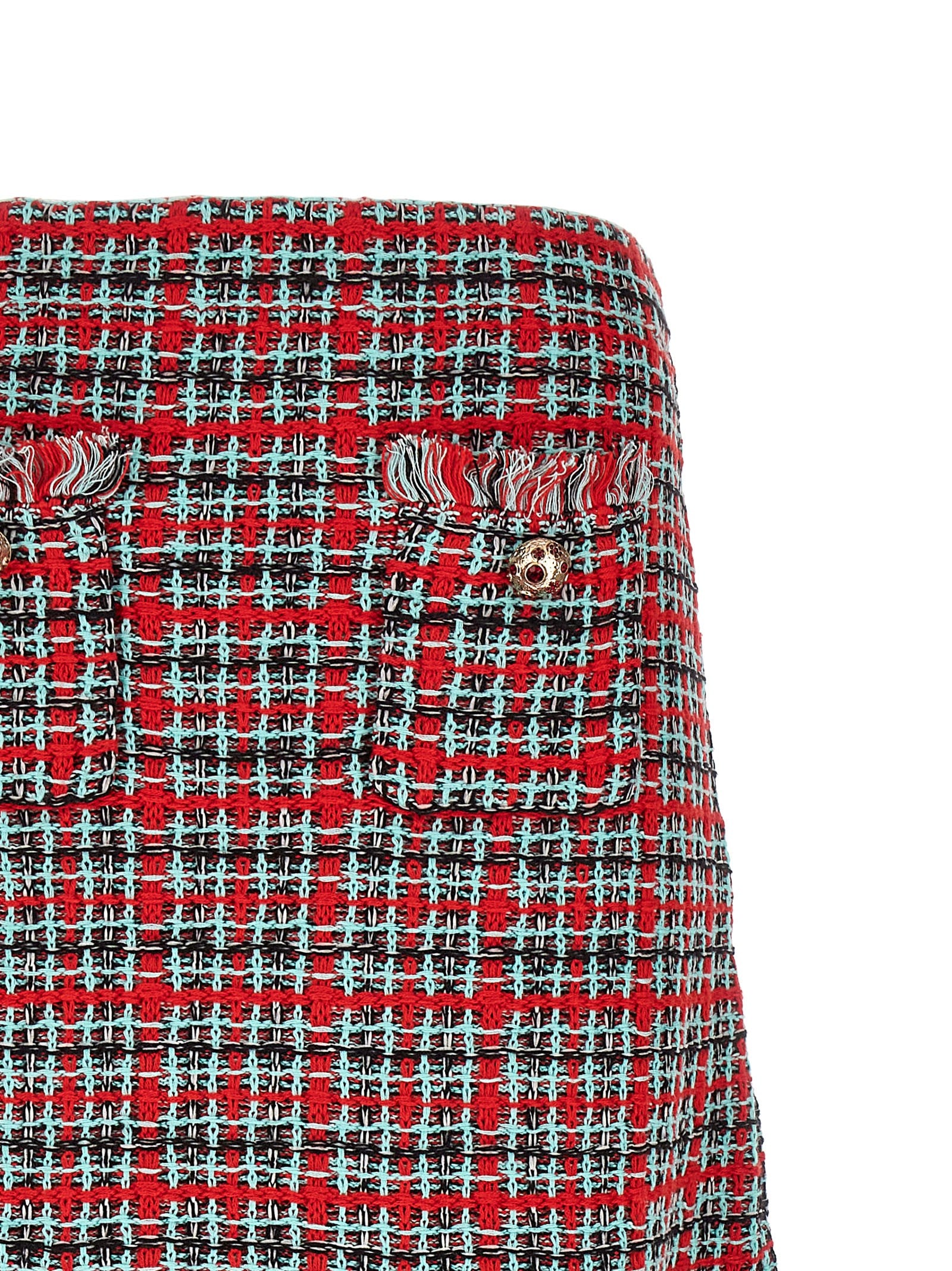 self-portrait Tweed Skirt Gold