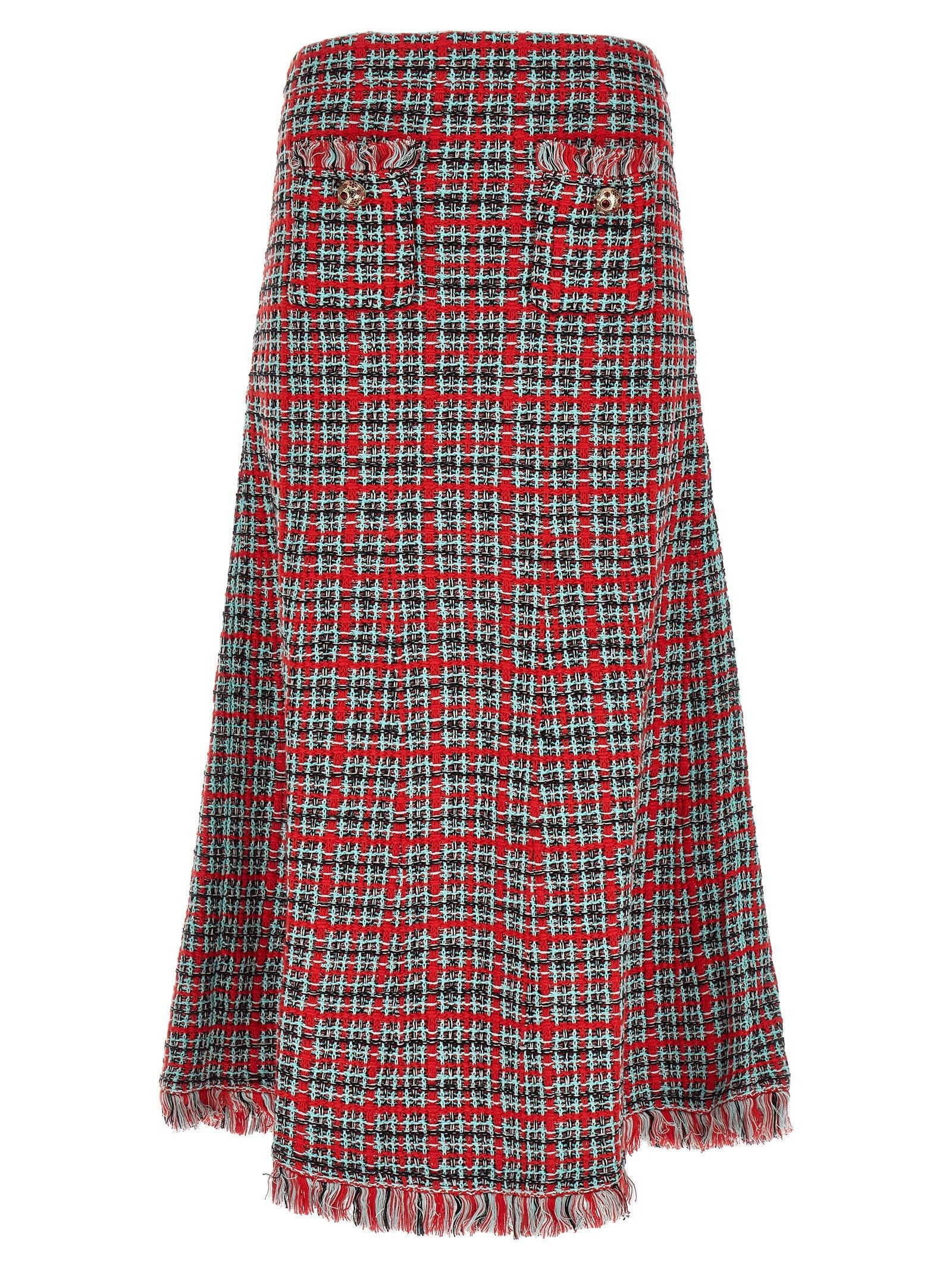 self-portrait Tweed Skirt Gold