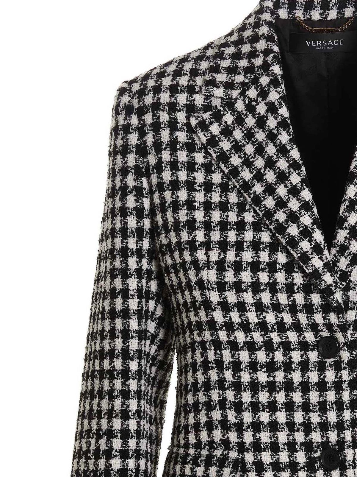 Versace Tweed Wool Blazer Jacket White, view 3