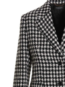 Versace Tweed Wool Blazer Jacket White, view 3