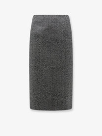 R2W Women's Tweed Wool Midi Skirt Grey