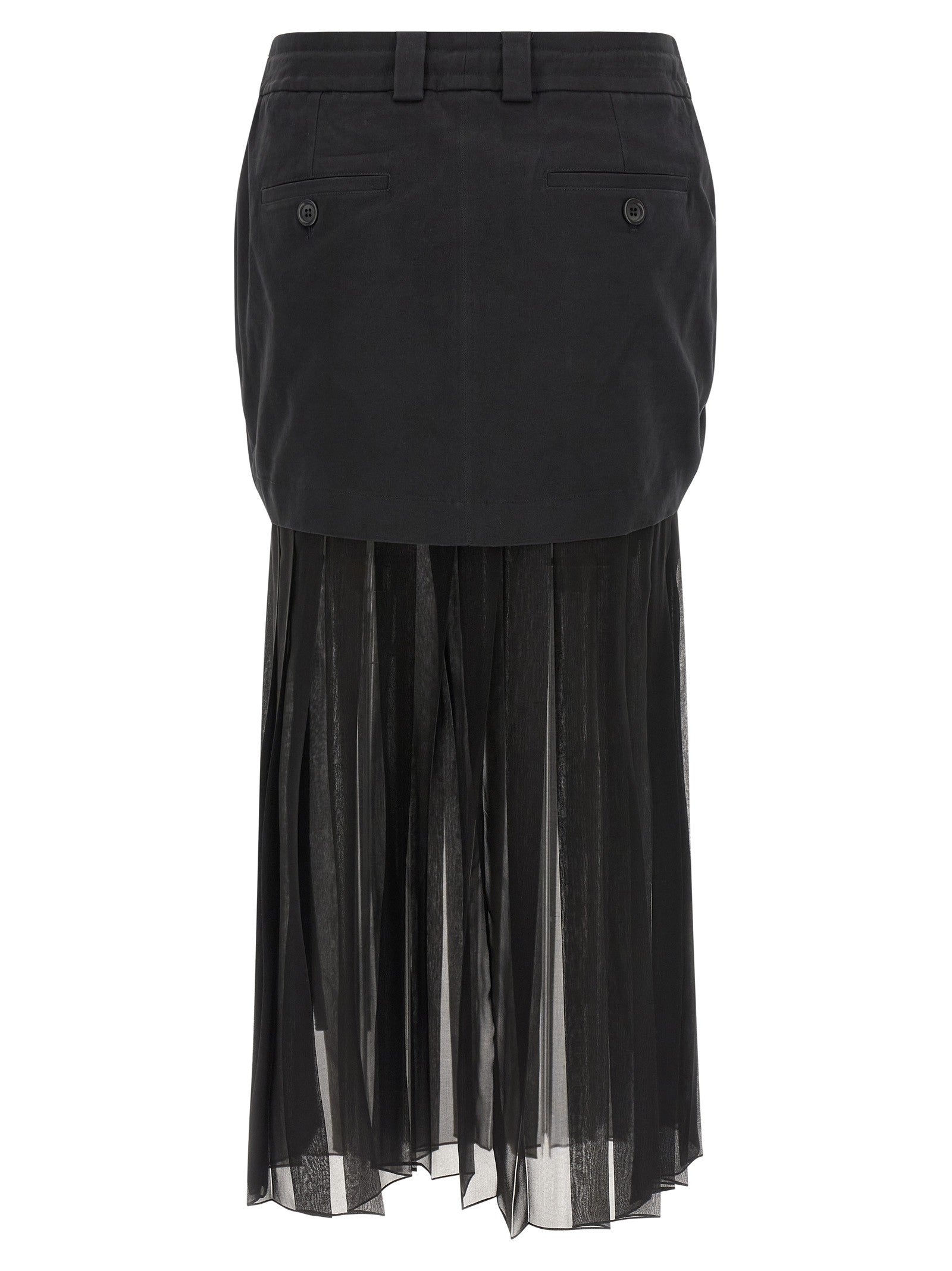 Dolce &amp; Gabbana Twill and Chiffon Skirt Black