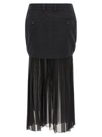 Dolce &amp; Gabbana Twill and Chiffon Skirt Black