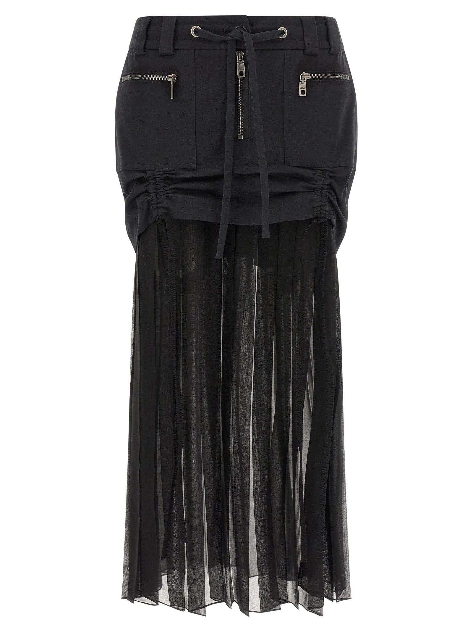 Dolce &amp; Gabbana Twill and Chiffon Skirt Black