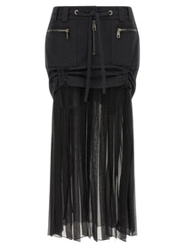 Dolce &amp; Gabbana Twill and Chiffon Skirt Black
