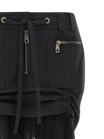 Dolce &amp; Gabbana Twill and Chiffon Skirt Black