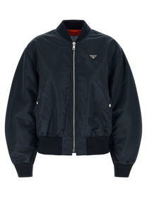 PRADA Twill Bomber Jacket Blue
