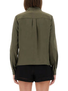 self-portrait Women's Twill Shirt Green, view 3