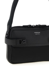 Ferragamo Twins Nylon Crossbody Bag Black