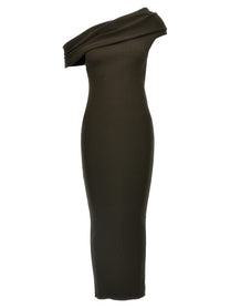 courrèges Twist Rib Knit Long Dress Brown