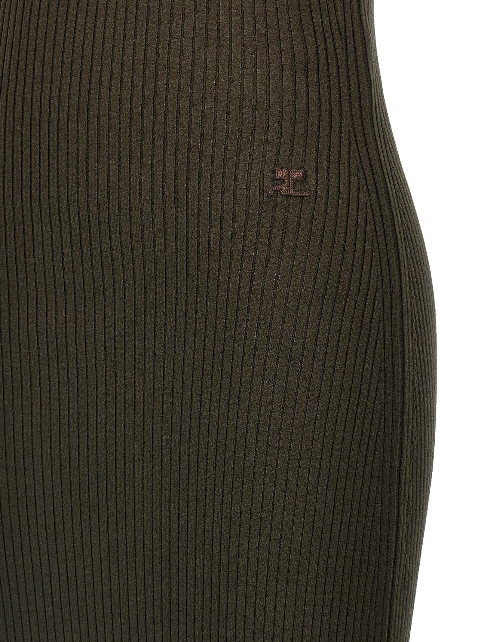 courrèges Twist Rib Knit Long Dress Brown