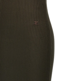 courrèges Twist Rib Knit Long Dress Brown