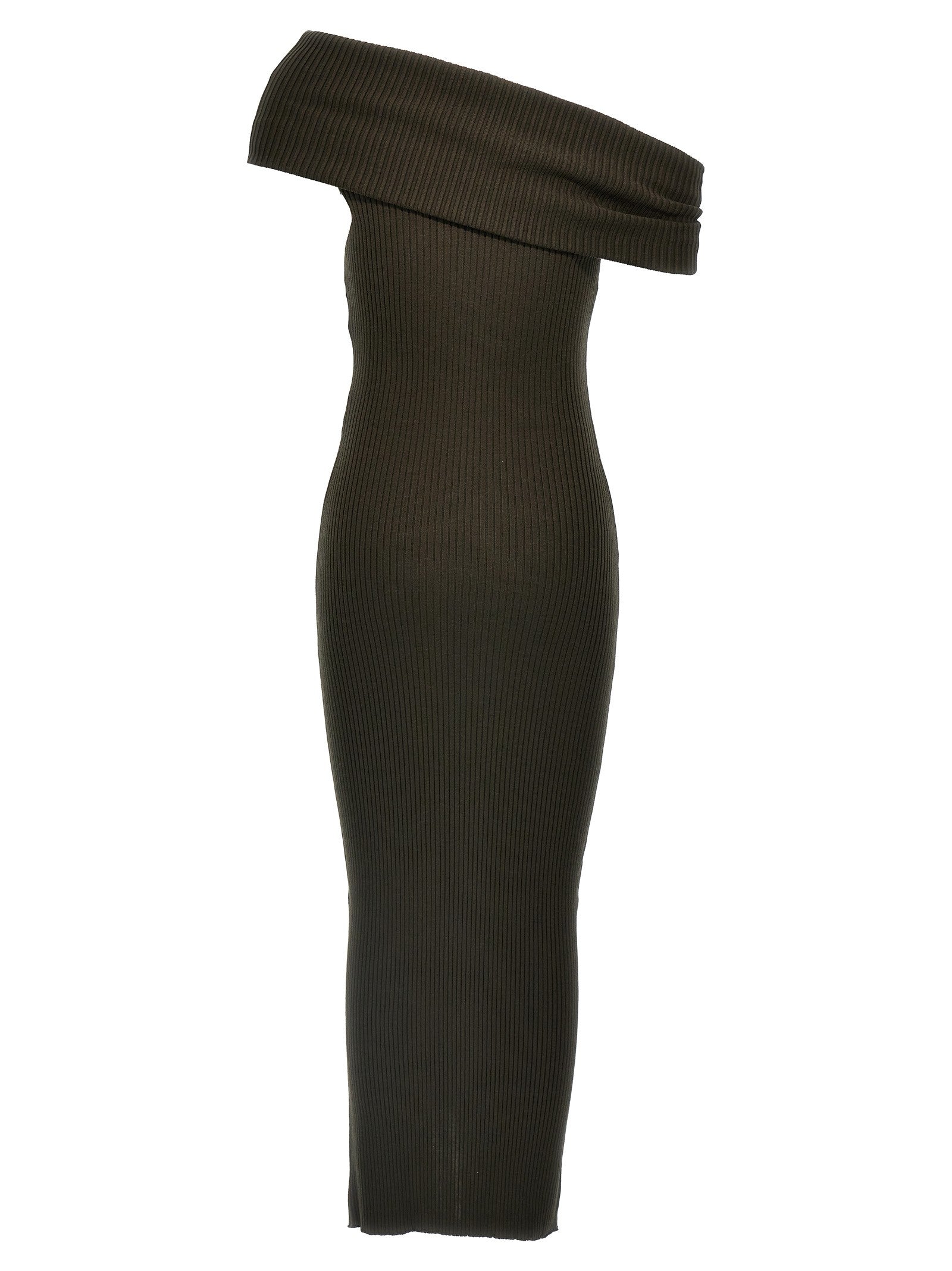 courrèges Twist Rib Knit Long Dress Brown