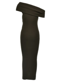courrèges Twist Rib Knit Long Dress Brown
