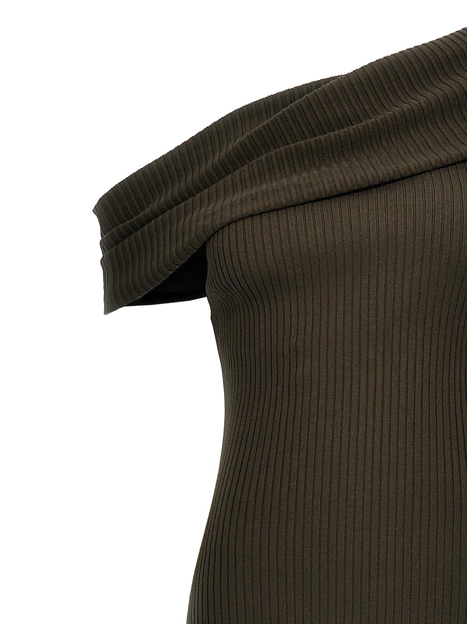 courrèges Twist Rib Knit Long Dress Brown