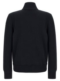 Moncler Two Material Cardigan Blue