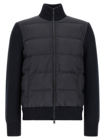 Moncler Two Material Cardigan Blue