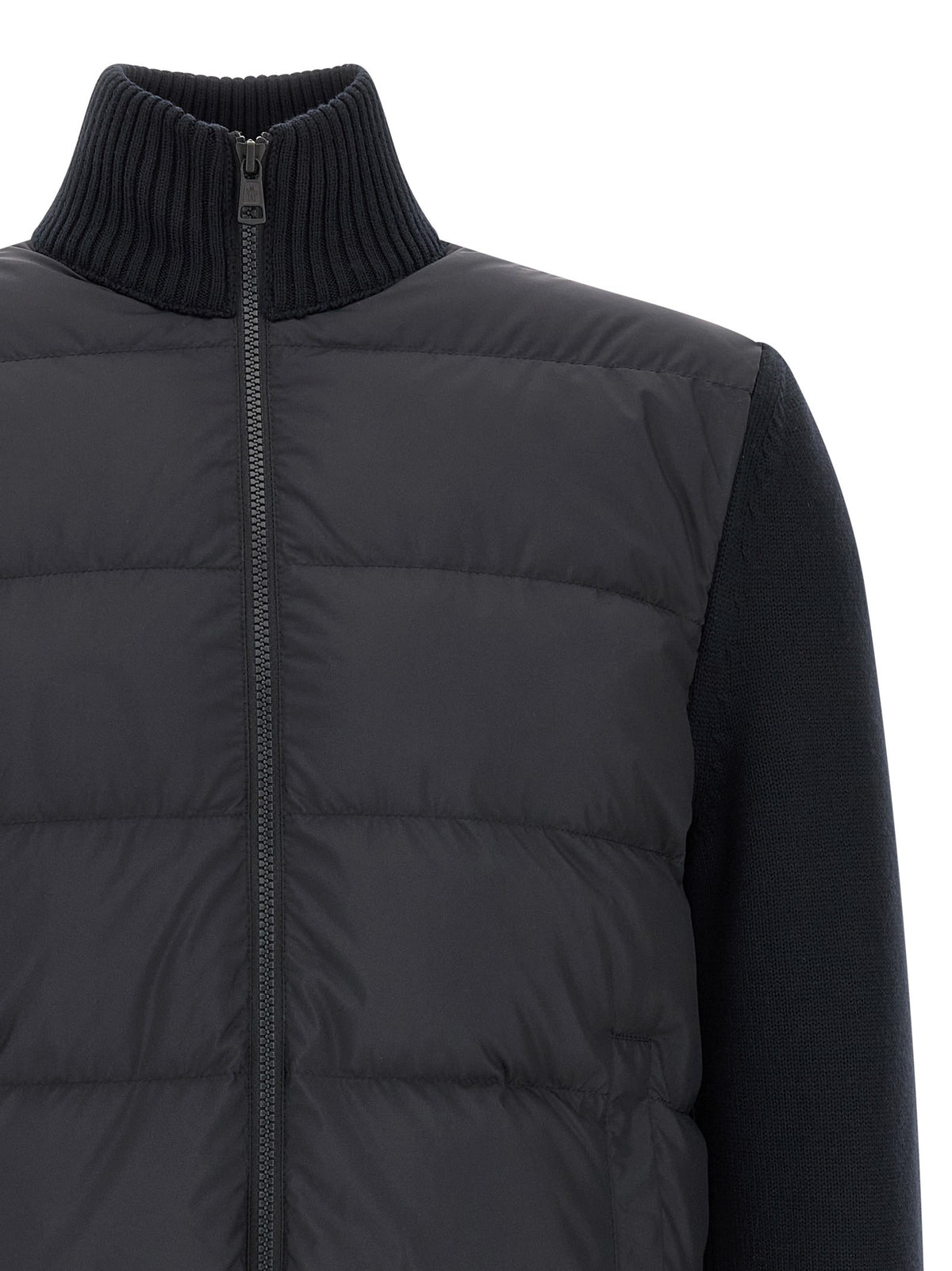 Moncler Two Material Cardigan Blue