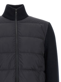 Moncler Two Material Cardigan Blue
