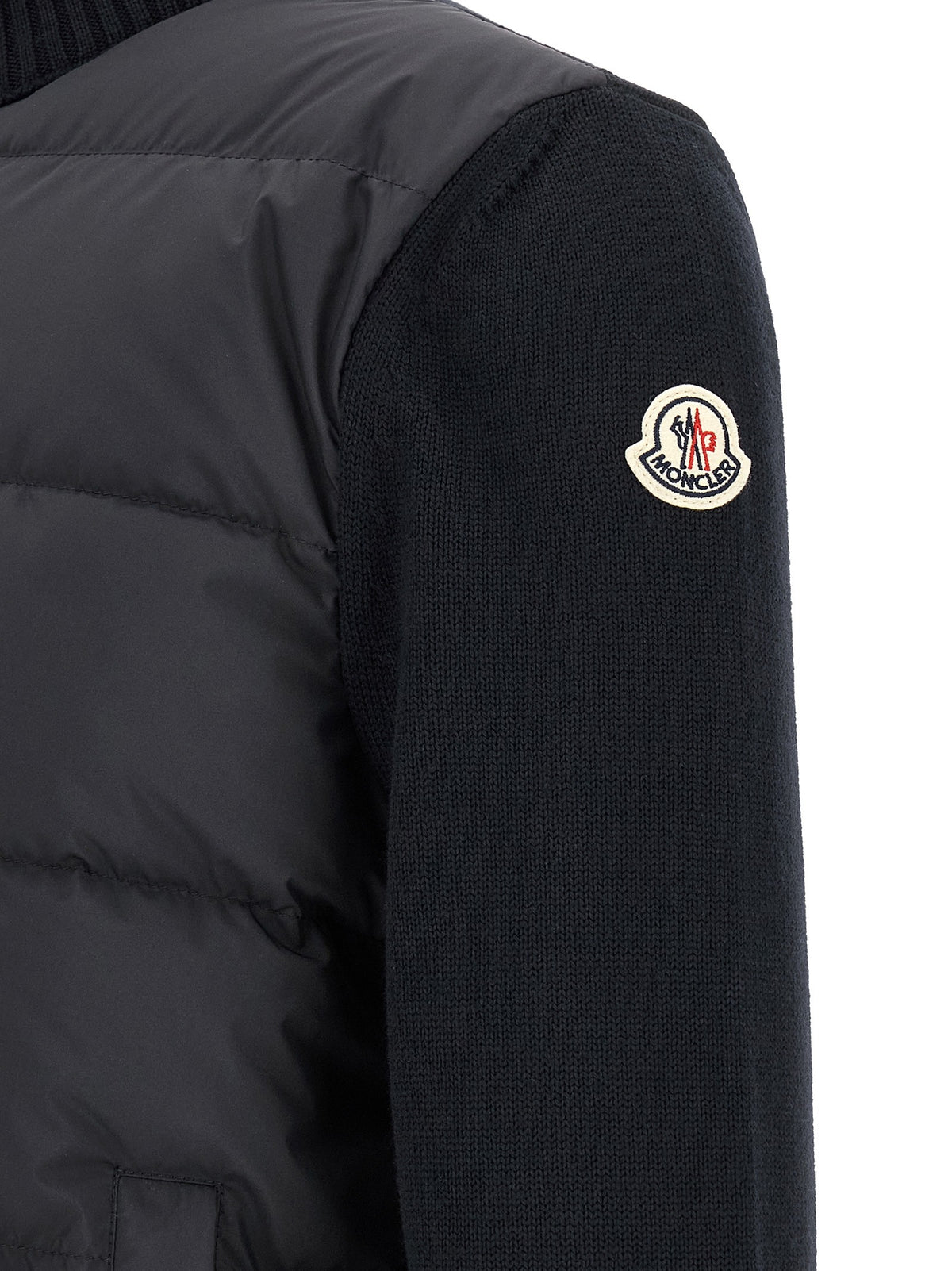 Moncler Two Material Cardigan Blue