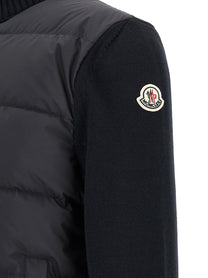 Moncler Two Material Cardigan Blue