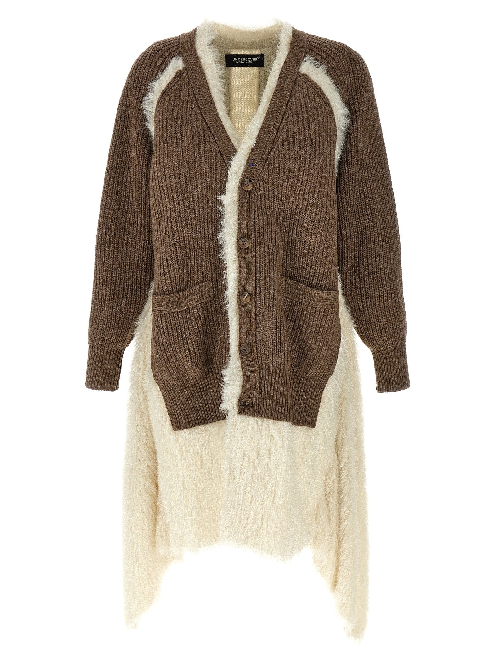 Undercover Two Material Cardigan Brown