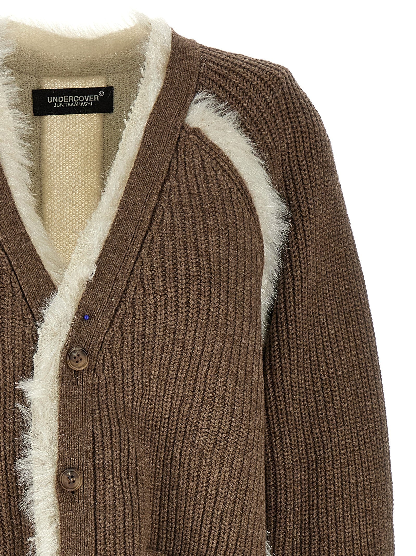 Undercover Two Material Cardigan Brown