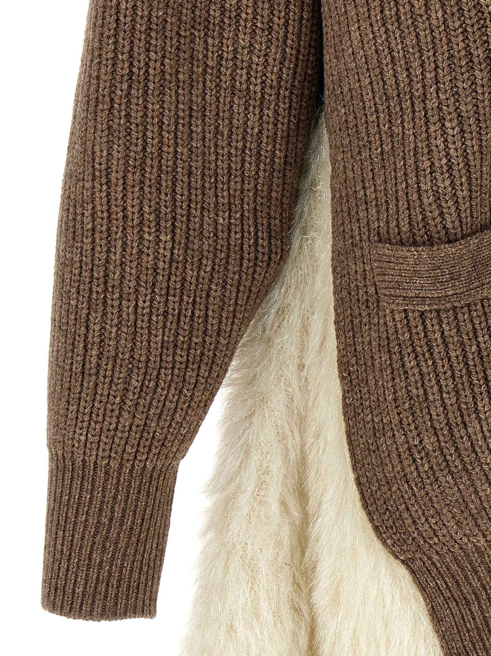 Undercover Two Material Cardigan Brown