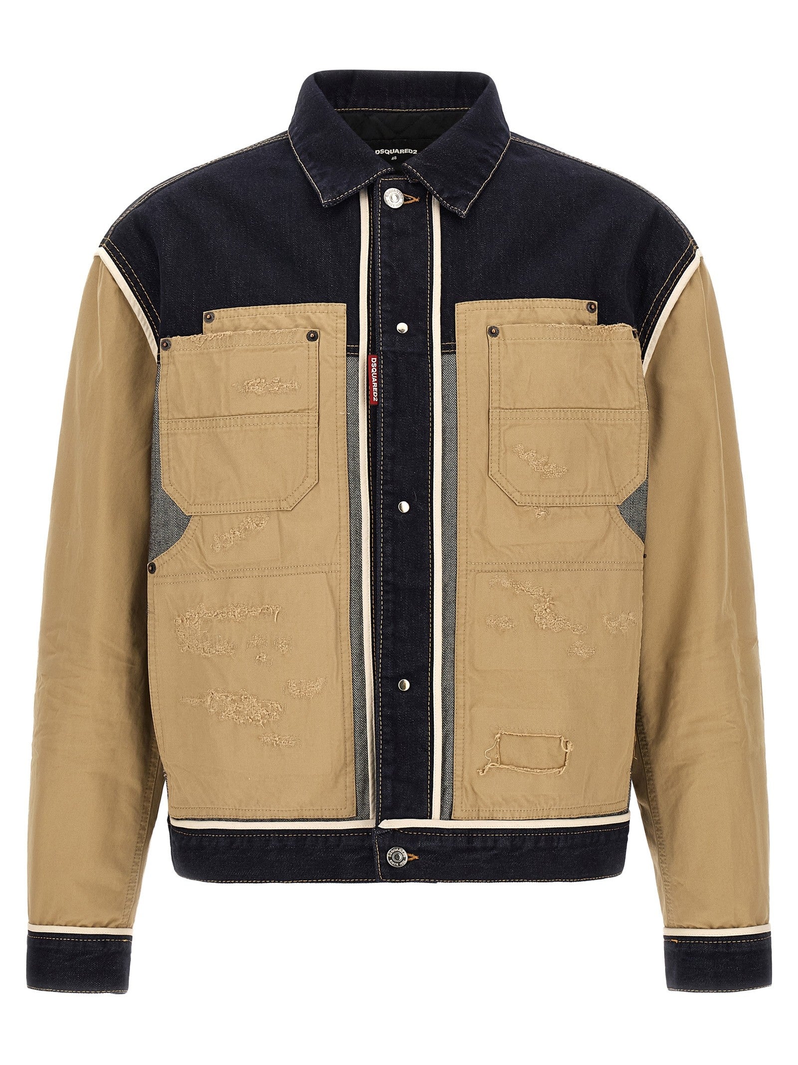 Dsquared2 Two Material Denim Jacket Beige