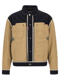 Dsquared2 Two Material Denim Jacket Beige