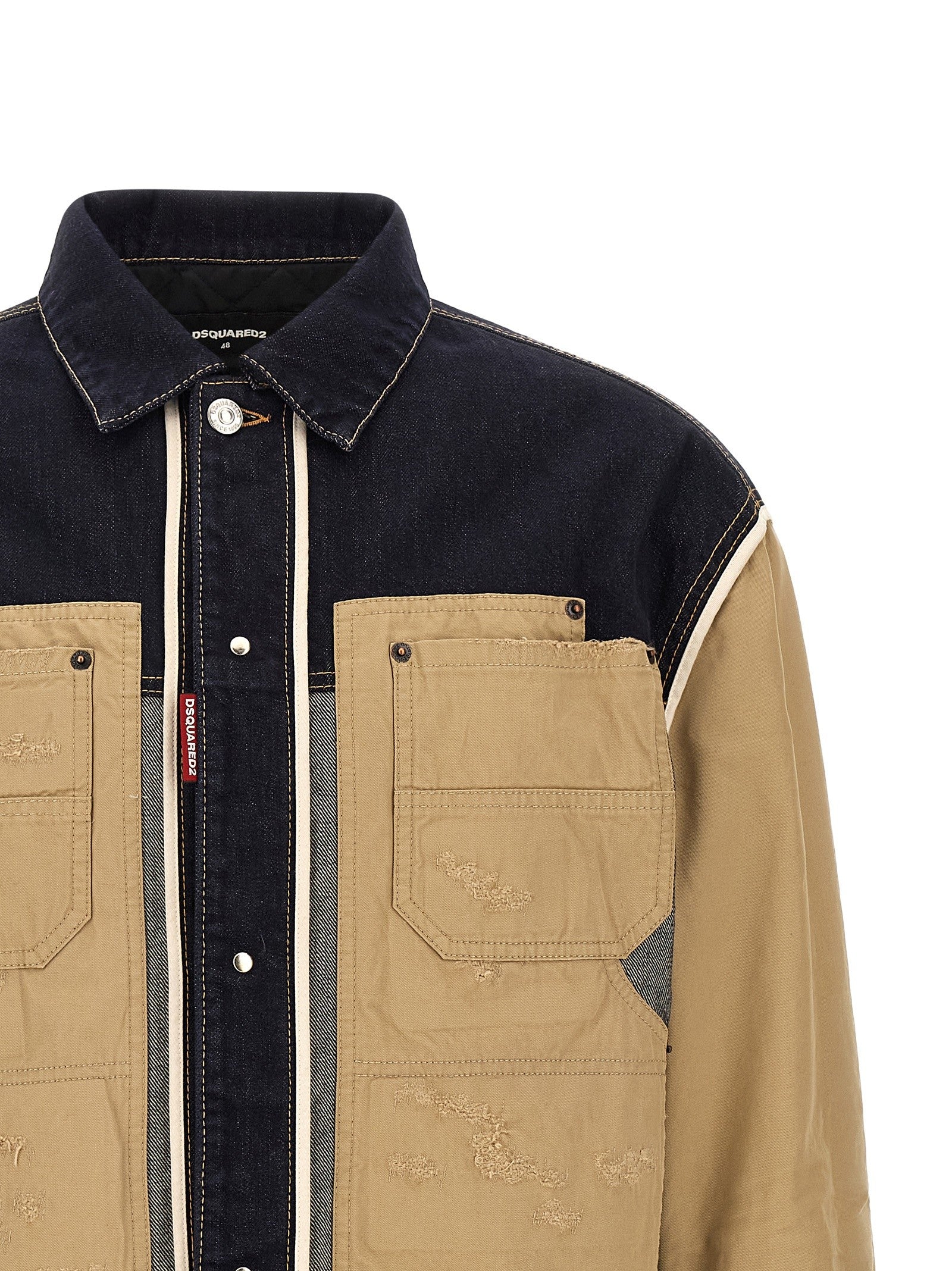 Dsquared2 Two Material Denim Jacket Beige