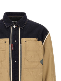 Dsquared2 Two Material Denim Jacket Beige