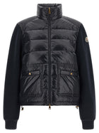 Moncler Two Material Padded Cardigan Blue