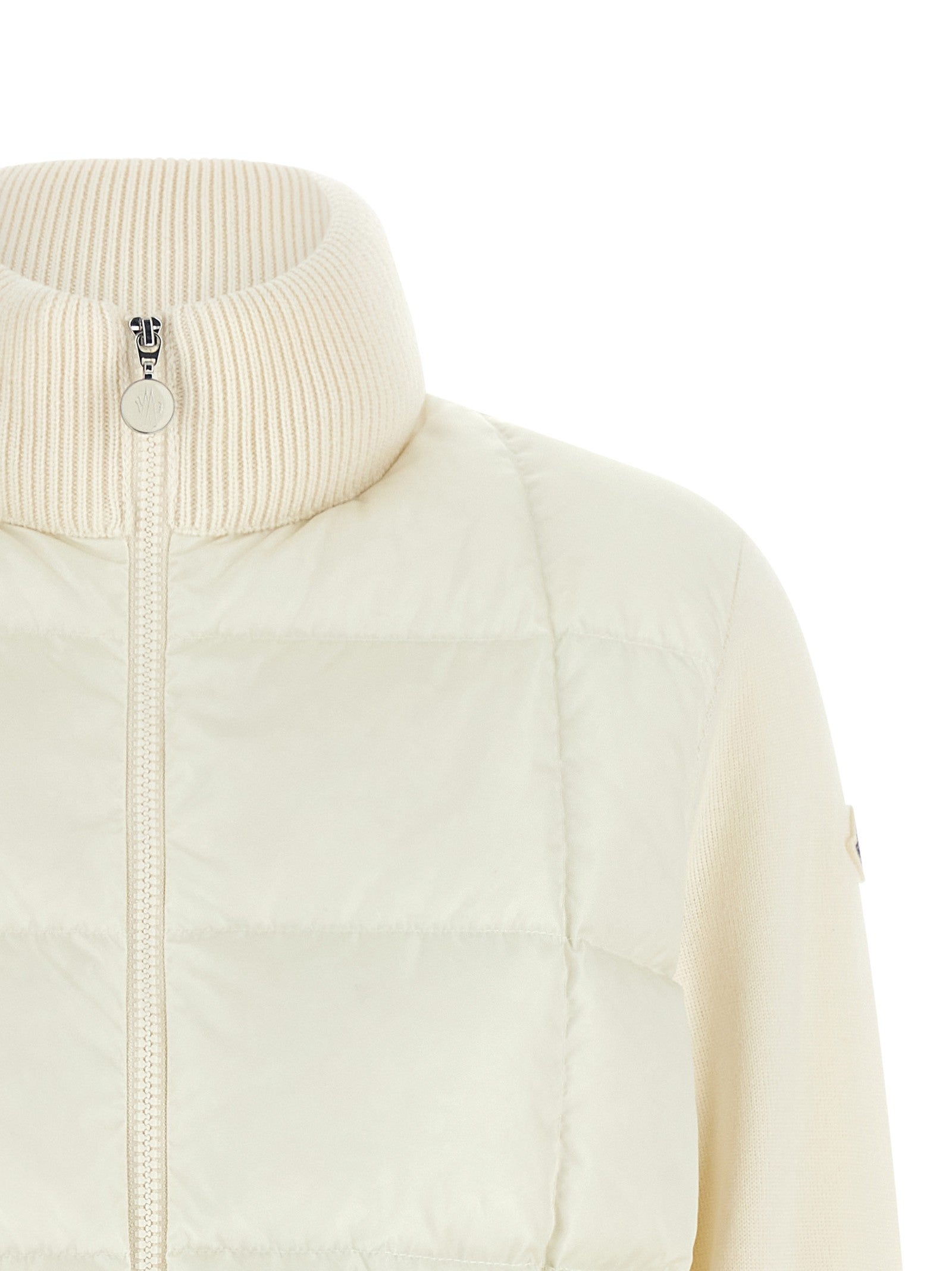 Moncler Two Material Padded Cardigan White
