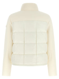Moncler Two Material Padded Cardigan White