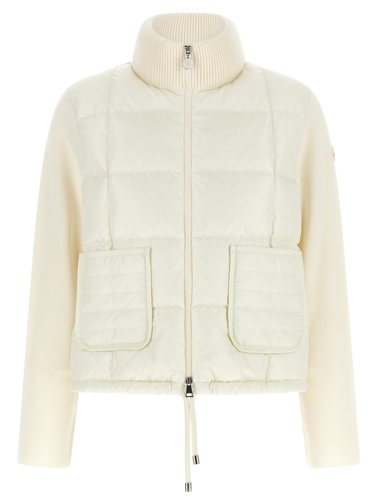 Moncler Two Material Padded Cardigan White