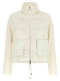 Moncler Two Material Padded Cardigan White