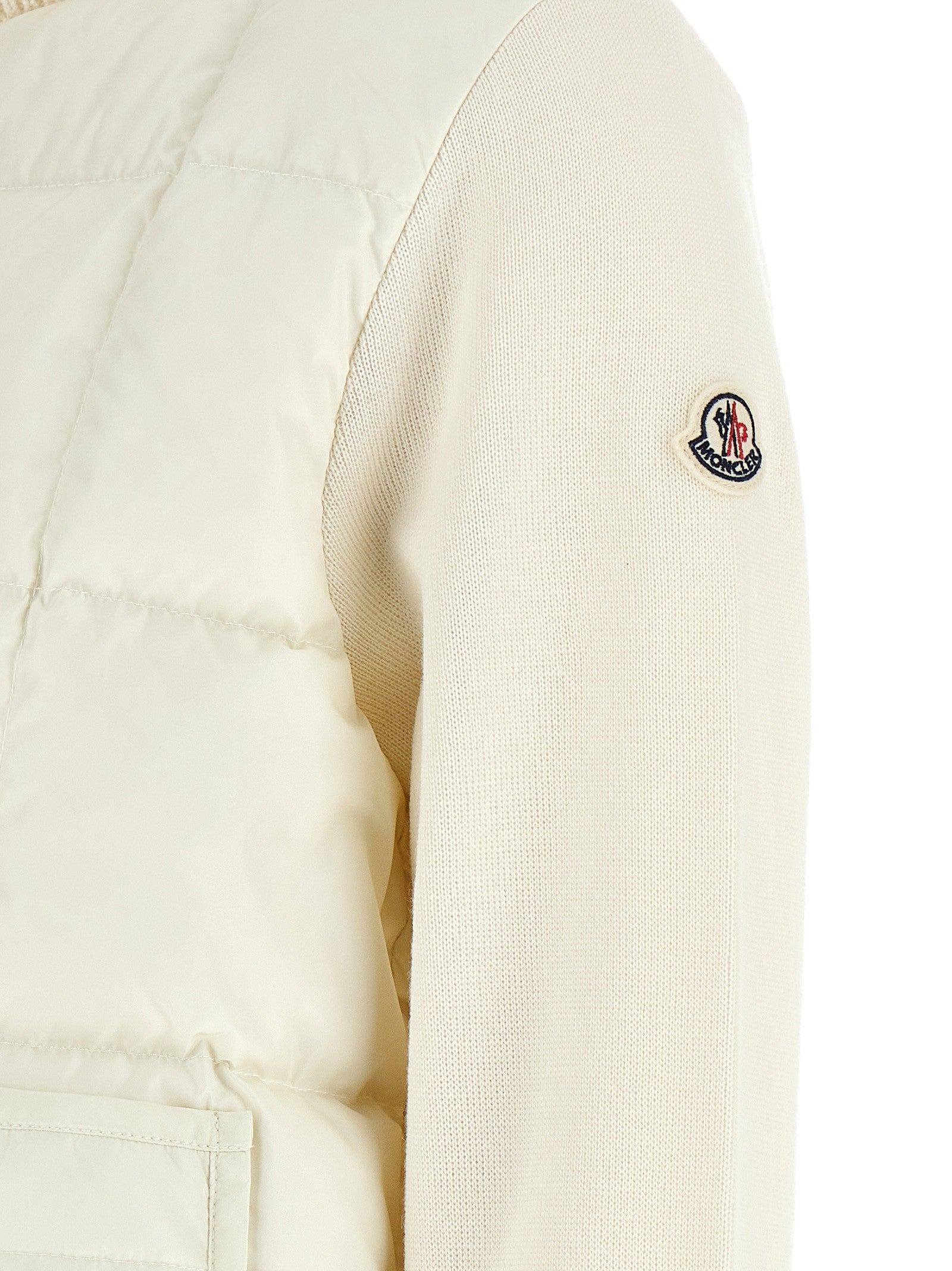 Moncler Two Material Padded Cardigan White