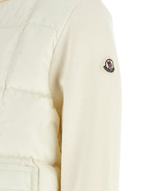 Moncler Two Material Padded Cardigan White