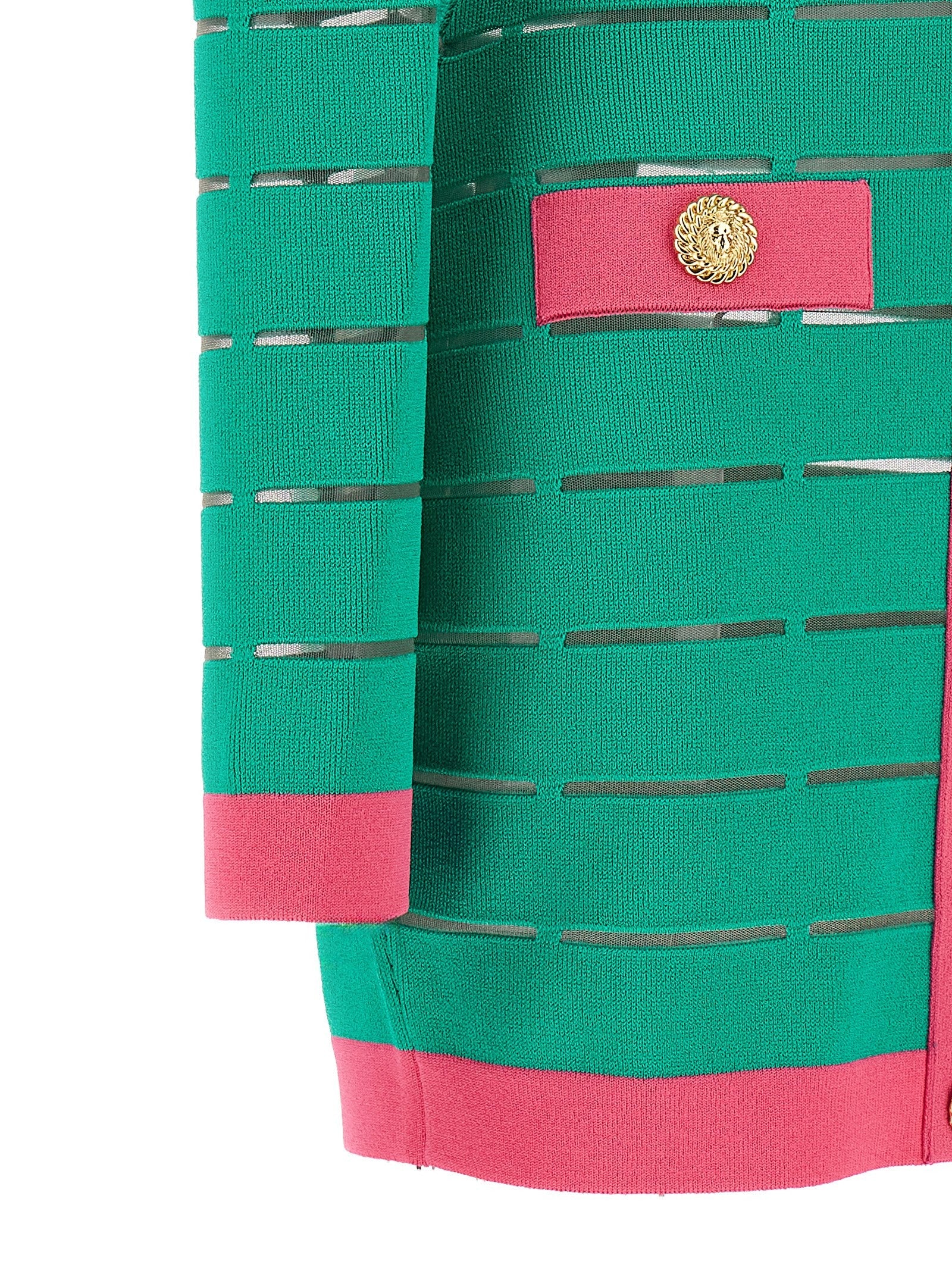 Balmain Two Tone Knit Dress Green