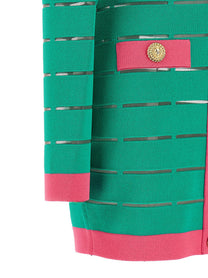 Balmain Two Tone Knit Dress Green