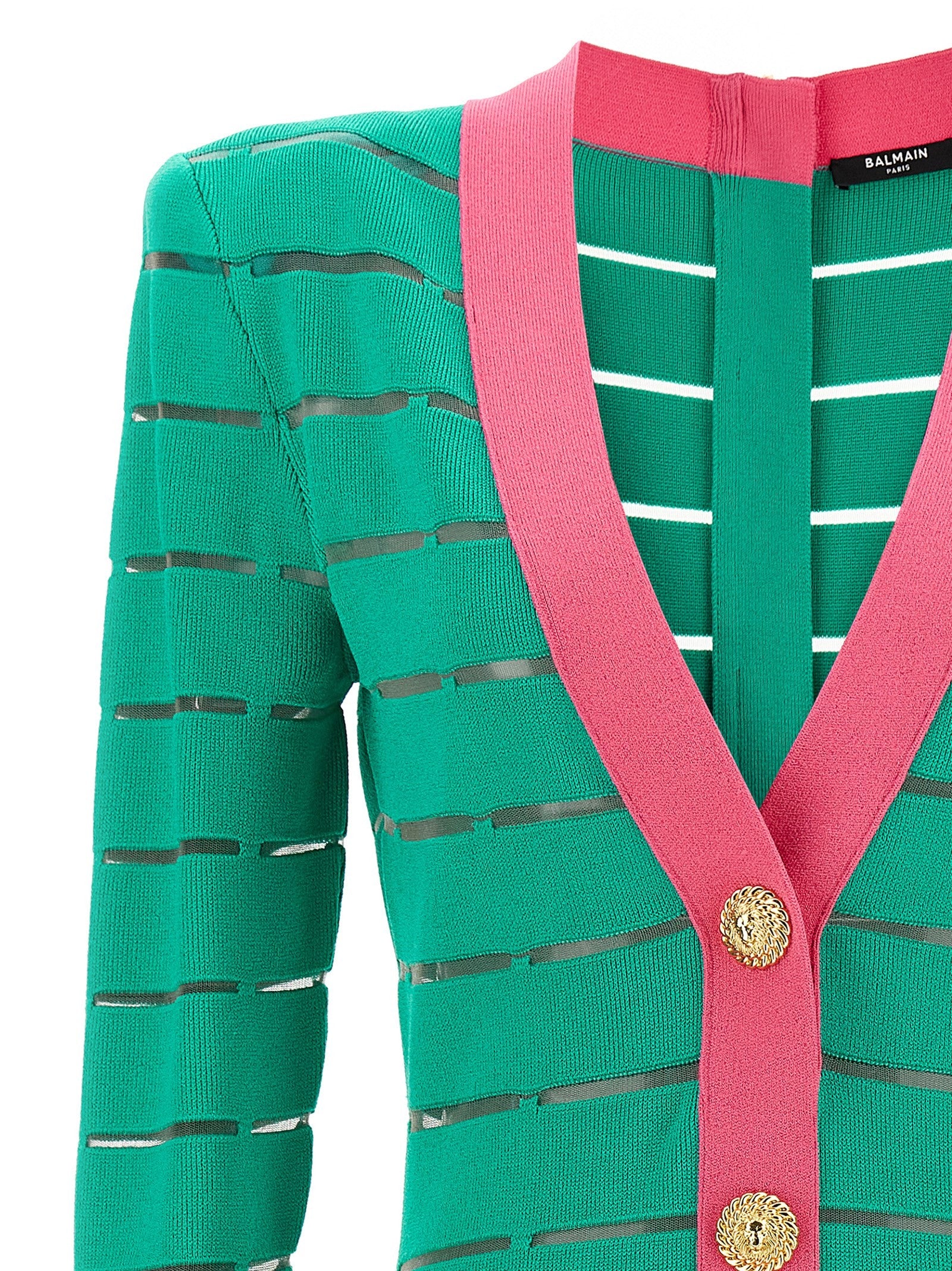 Balmain Two Tone Knit Dress Green