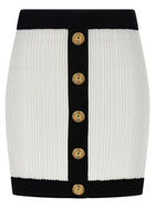 Balmain Two Tone Miniskirt White