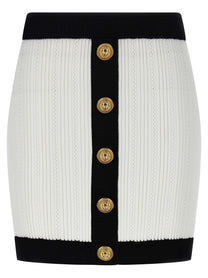 Balmain Two Tone Miniskirt White
