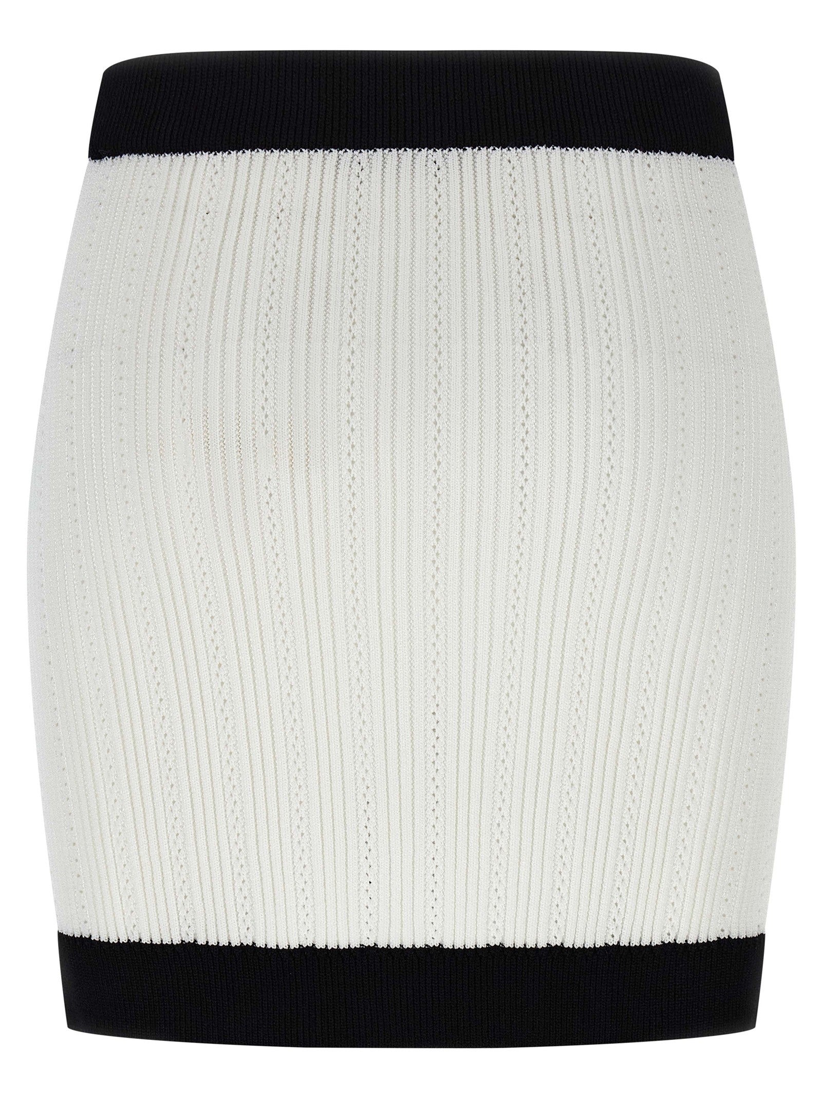Balmain Two Tone Miniskirt White